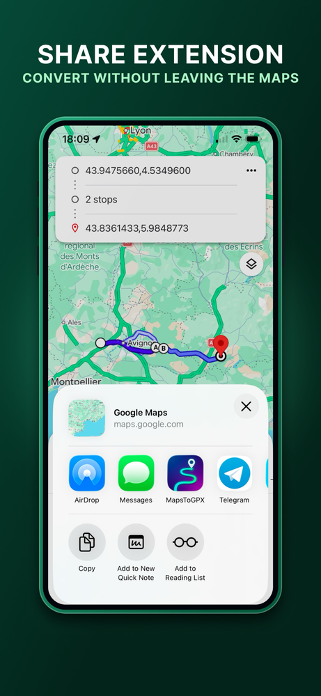 Share Extension - Convert without leaving maps